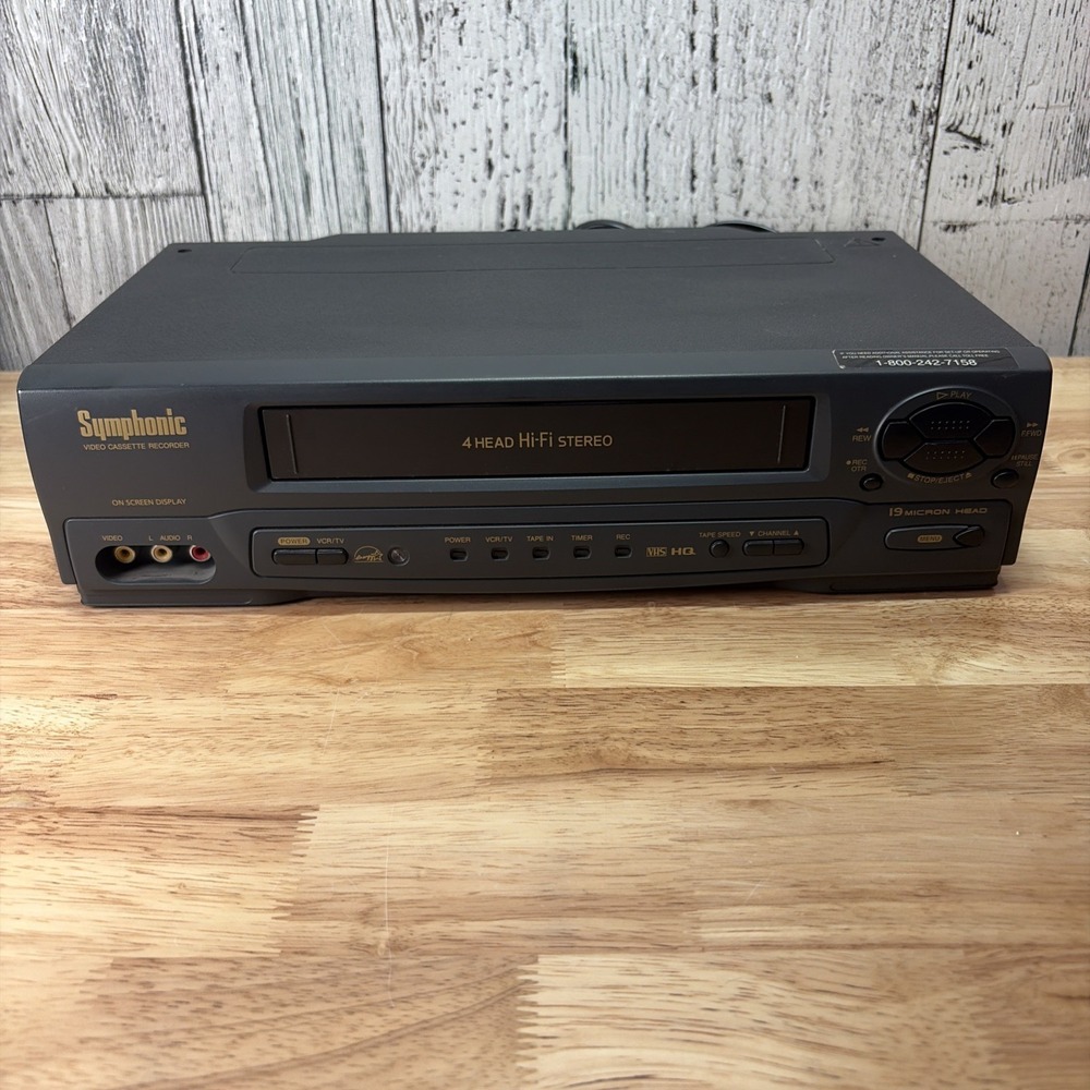 Symphonic VCR VR-701 4 Head Hi-Fi Stereo VHS Video Cassette Recorder No Remote